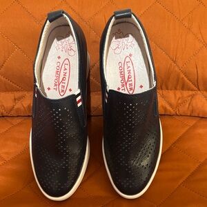 Navy Women's Perforated Slip-On Loafers